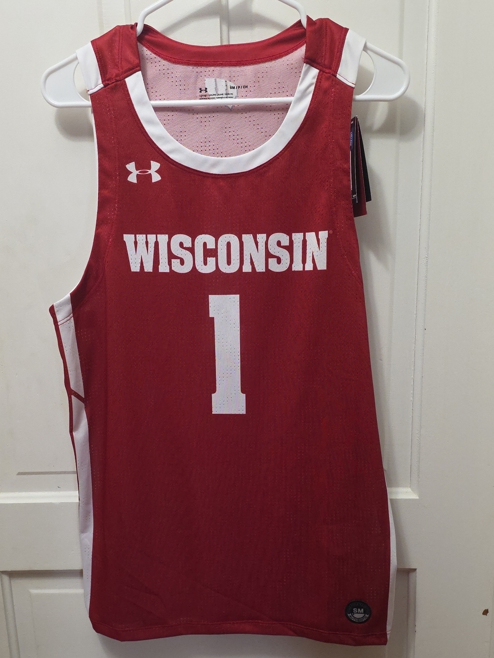 Under Armour Red & White Wisconsin #1 Basketball Jersey
